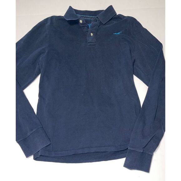 Hollister Other - VTG Hollister Polo Shirt, Collared Long‎ Sleeve Shirt, Navy Blue Mens XL A22